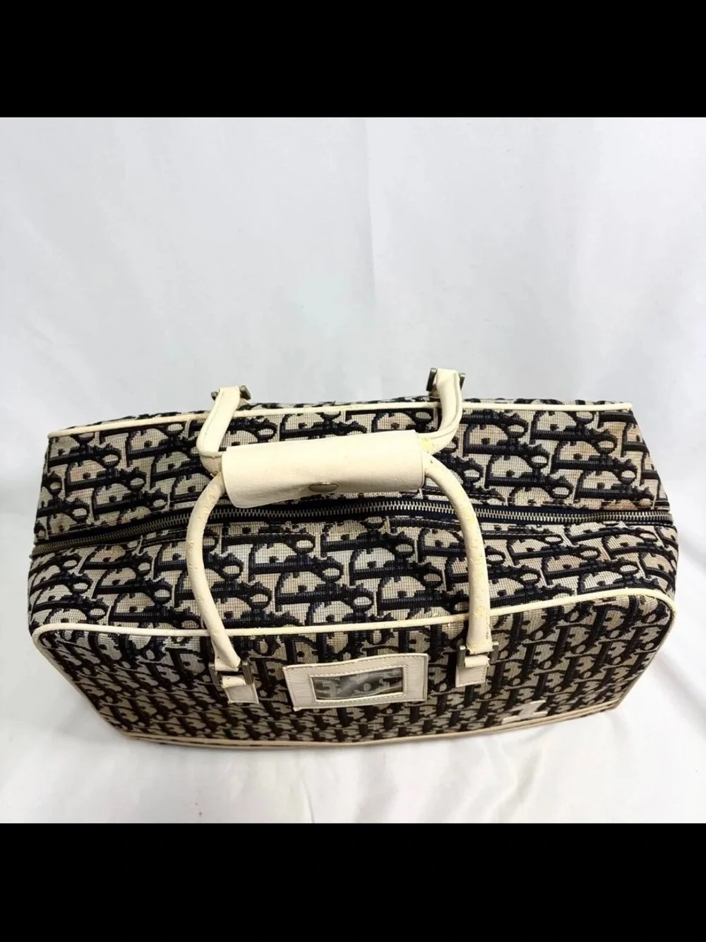Dior Black & Beige Oblique Canvas Weekender Bag